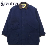 nautica 90年代 ハンティングジャケット カバーオール XL ネイビー コットン 襟レザー キルティングライナー | Vintage.City 古着屋、古着コーデ情報を発信
