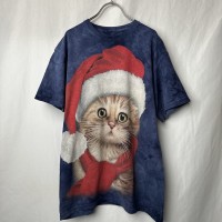 猫　クリスマス　アニマルTシャツ　 サイズ：M　Tシャツ　タイダイ染 古着 | Vintage.City 古着屋、古着コーデ情報を発信