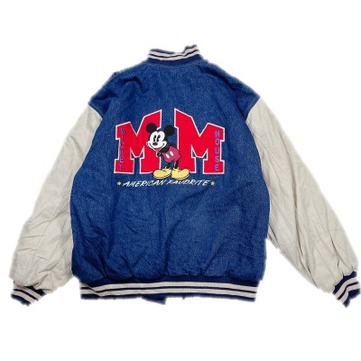 Msize Disney denim stadium jacket 23112223 ディズニースタジアムジャケット スタジャン アウター | Vintage.City 古着屋、古着コーデ情報を発信