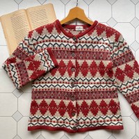 red nordic pattern cardigan 〈レトロ古着 赤 ノルディック柄 カーディガン ニット〉 | Vintage.City 古着屋、古着コーデ情報を発信