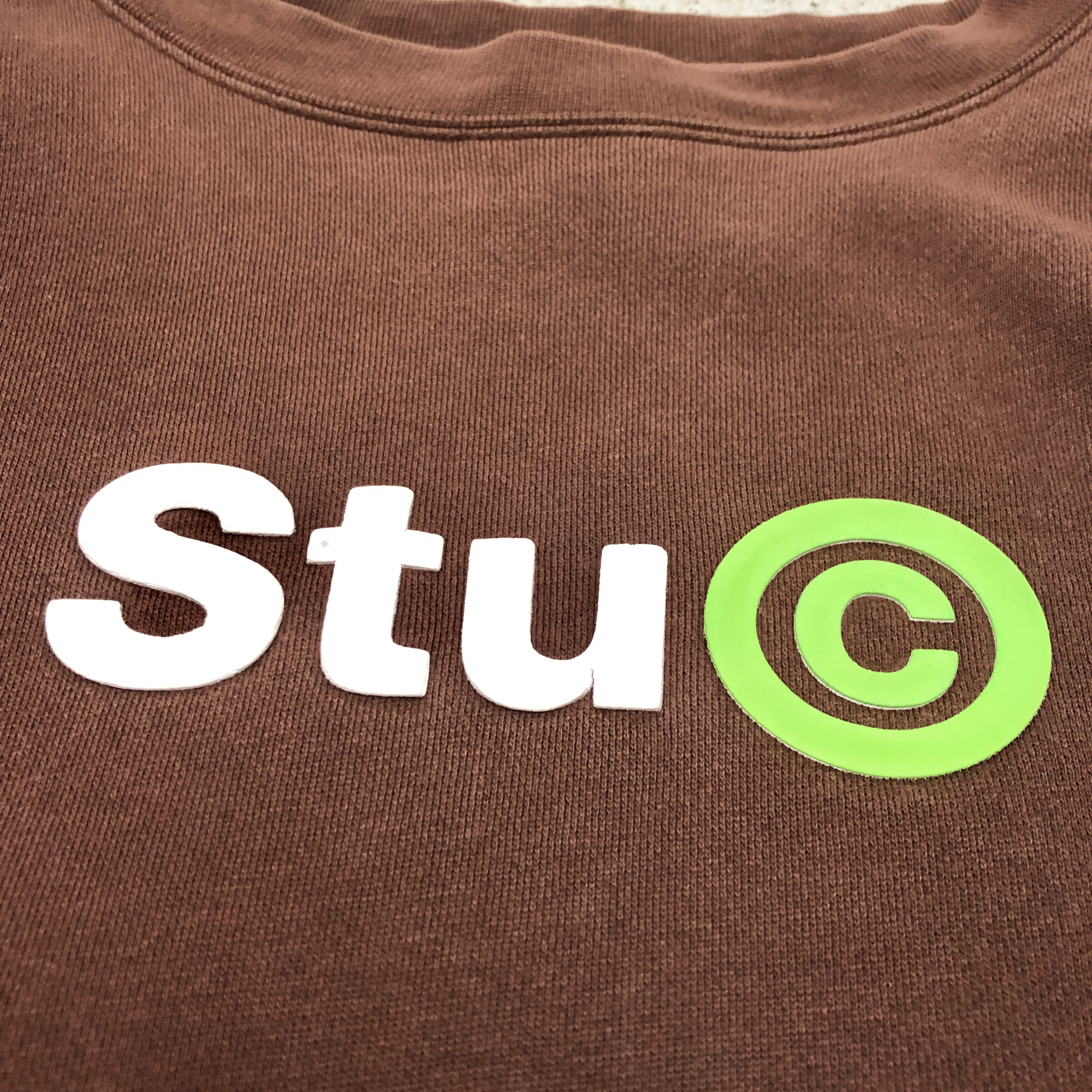 00s OLD STUSSY/Logo Sweat/USA製/XL/Stu©ロゴスウェット/ブラウン