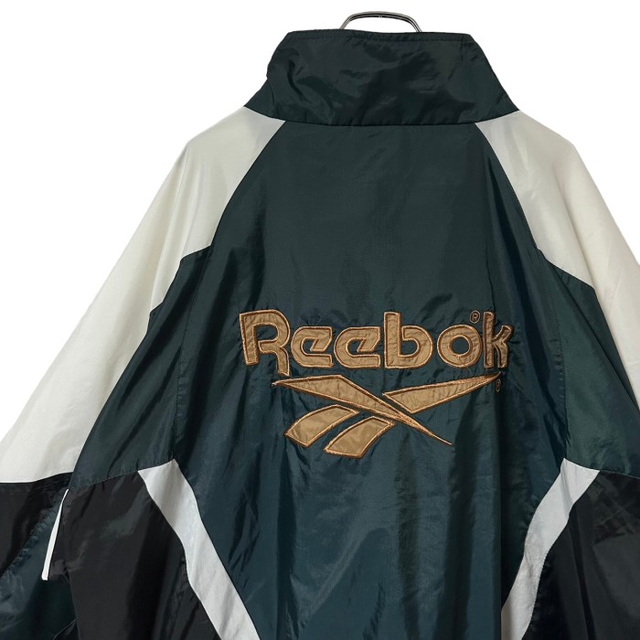 Reebok リーボックナイロンジャケット 刺繍ロゴ 3XL アースカラー