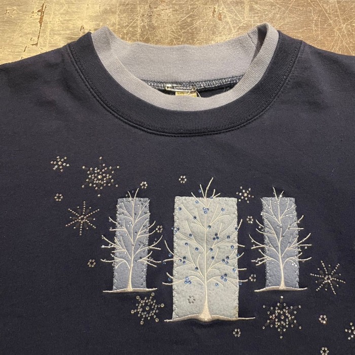 Decorated Originals 雪の結晶　デザイン　ビジュー付き　スウェットシャツ　C588 | Vintage.City 빈티지숍, 빈티지 코디 정보