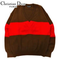 Christian Dior SPORTS Vネックニット セーター L カーキ ウール オールド 日本製 | Vintage.City 古着屋、古着コーデ情報を発信