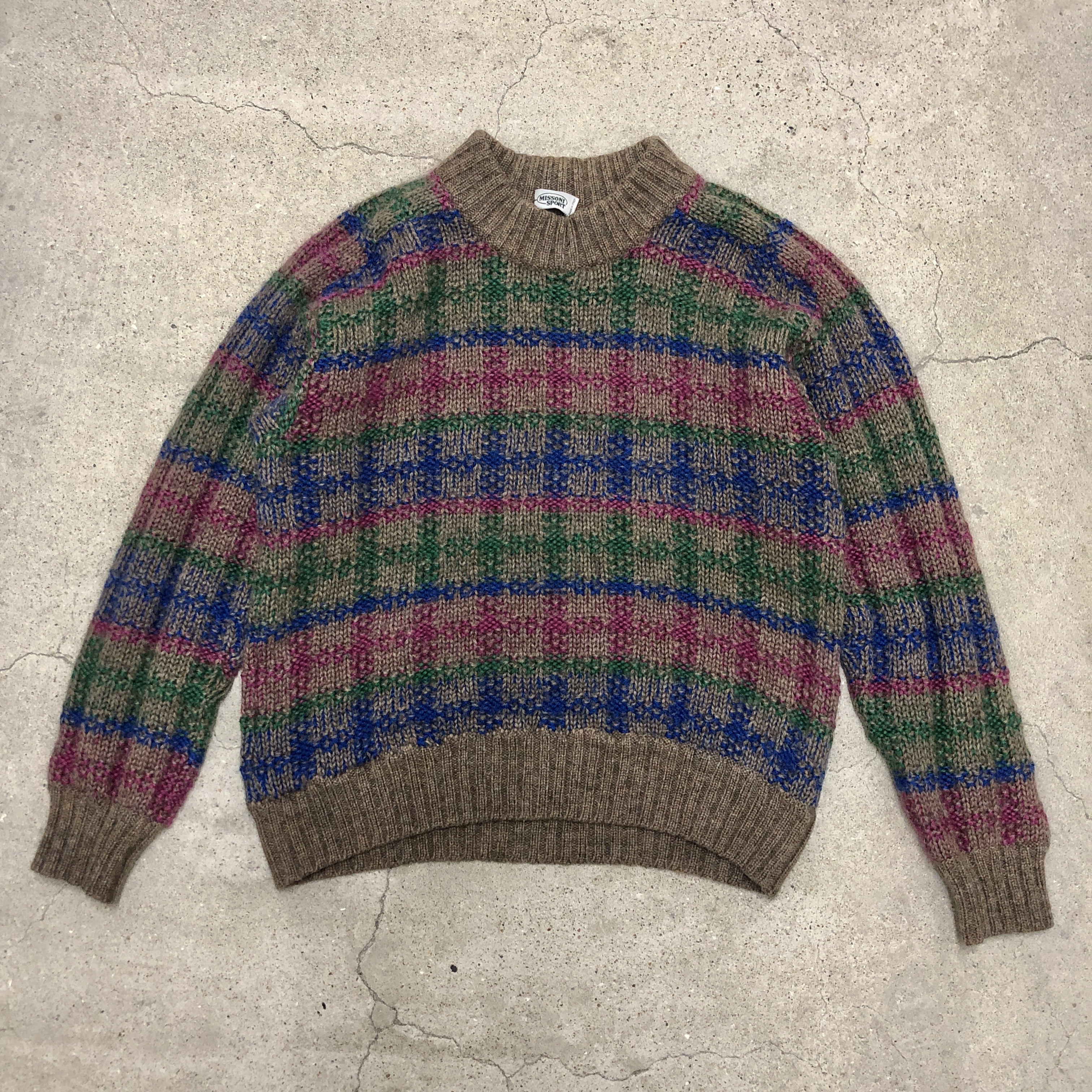 MISSONI SPORT/Check Knit Sweater/Italy製/M/チェック柄ニット