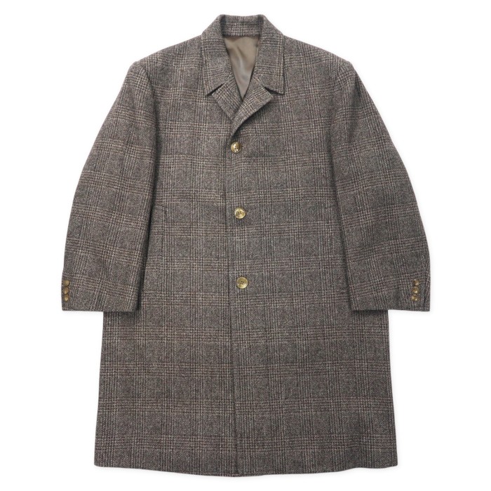 60s vintage tweed wool chester coat gray80s - チェスターコート