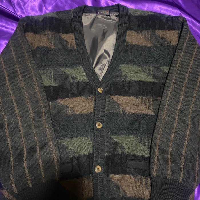 BON CiOVANE 3d Knit Acryl Cardigan | Vintage.City 古着屋、古着コーデ情報を発信