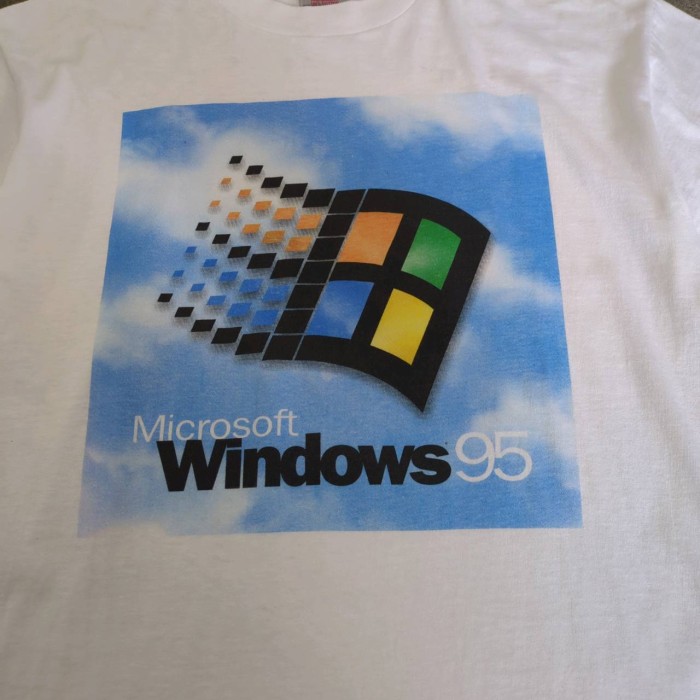 90s ONEITA microsoft Windows95 Single Stitch White T-Shirt | Vintage.City 빈티지숍, 빈티지 코디 정보