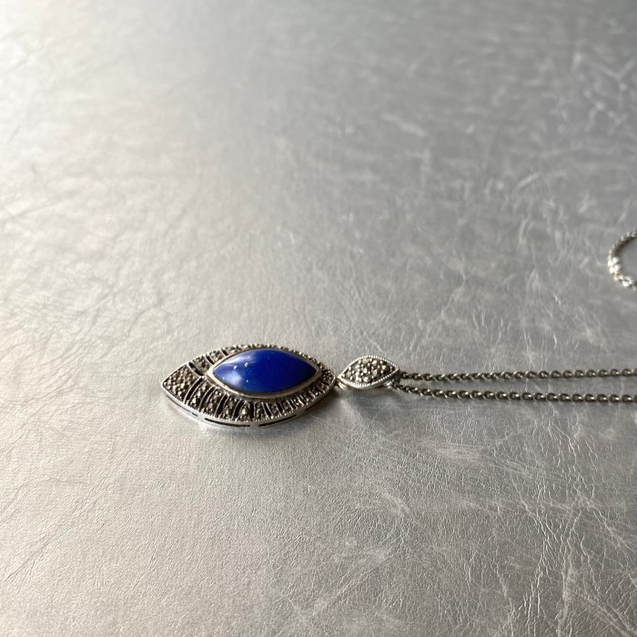 Vintage 70〜80s USA silver 925 lapis lazuli marcasite × classical necklace アメリカ ヴィンテージ シルバー 925 天然石 ラピスラズリ×マーカサイト クラシカル ネックレス | Vintage.City 古着屋、古着コーデ情報を発信