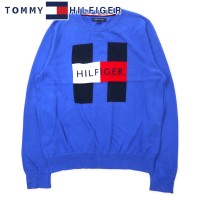 TOMMY HILFIGER ロゴモチーフ ニット セーター L ブルー コットン | Vintage.City 빈티지숍, 빈티지 코디 정보