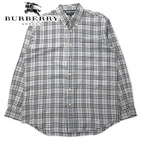 BURBERRY ノバチェック ボタンダウンシャツ L グレー コットン ワンポイントロゴ刺繍 | Vintage.City 古着屋、古着コーデ情報を発信