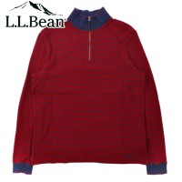L.L.Bean ハーフジップカットソー L レッド ボーダー コットン | Vintage.City 古着屋、古着コーデ情報を発信