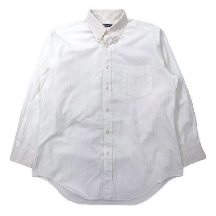 BURBERRY ボタンダウン ドレスシャツ LT ホワイト シャドーチェック コットン ワンポイントロゴ刺繍 日本製 | Vintage.City 古着屋、古着コーデ情報を発信