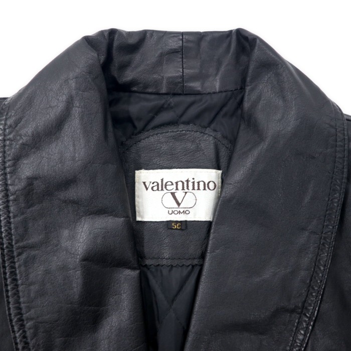 valentino UOMO ダブルブレスト レザージャケット 50 ブラック