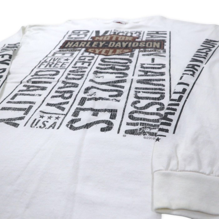 HARLEY DAVIDSON ロゴプリント ロングスリーブTシャツ ロンT 2XL ホワイト コットン 両面プリント 袖ロゴ BEAUMONT, TEXAS ビッグサイズ メキシコ製 | Vintage.City 古着屋、古着コーデ情報を発信