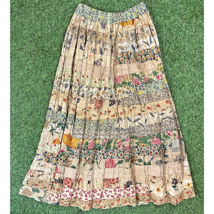 ビンテージ 80s レーヨン ロング スカート 花柄  総柄レディース