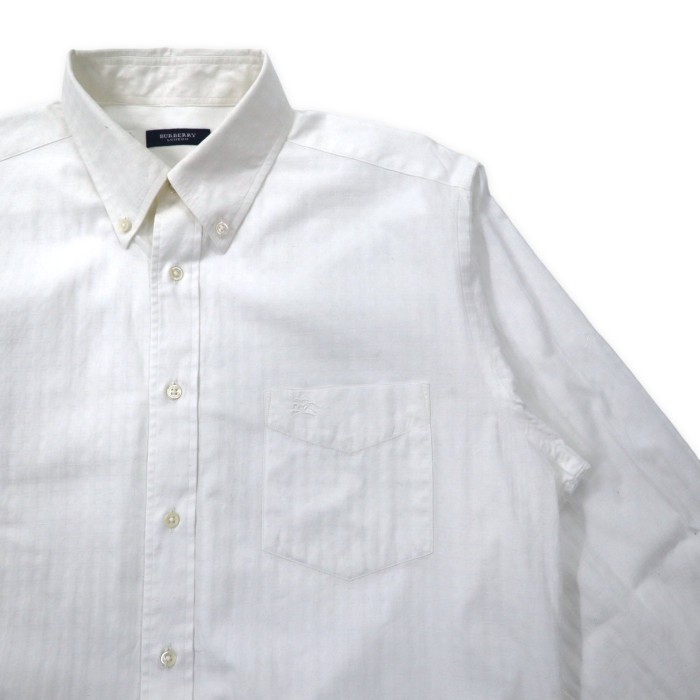 BURBERRY ボタンダウン ドレスシャツ LT ホワイト シャドーチェック コットン ワンポイントロゴ刺繍 日本製 | Vintage.City 古着屋、古着コーデ情報を発信
