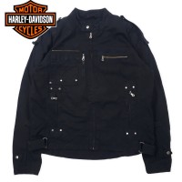 HARLEY DAVIDSON シングル ライダースジャケット M ブラック コットン バッグロゴ | Vintage.City 古着屋、古着コーデ情報を発信
