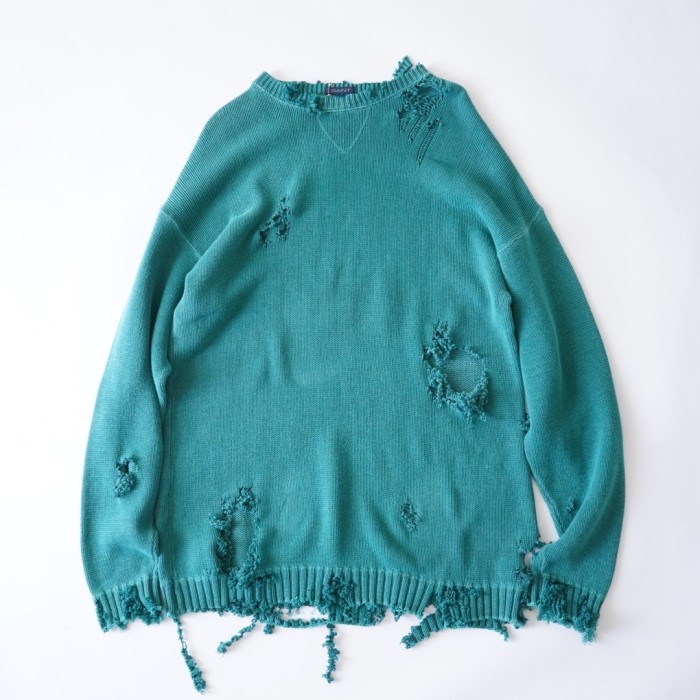 Remake】original BORO beautiful green knit リメイク ボロ