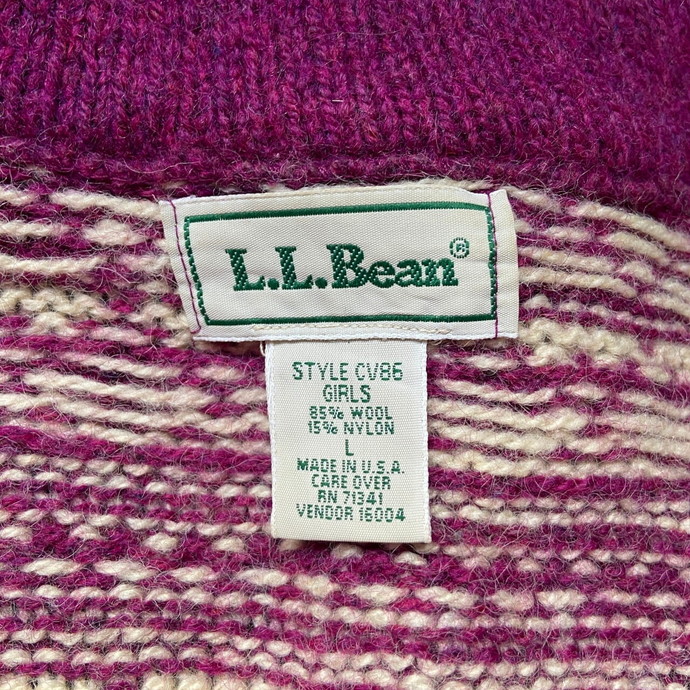 USA製 90年代 L.L.Bean エルエルビーン ノルディック コンチョ ウール