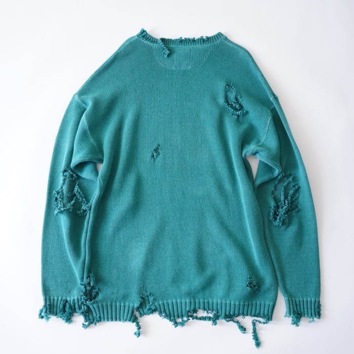 Remake】original BORO beautiful green knit リメイク ボロ