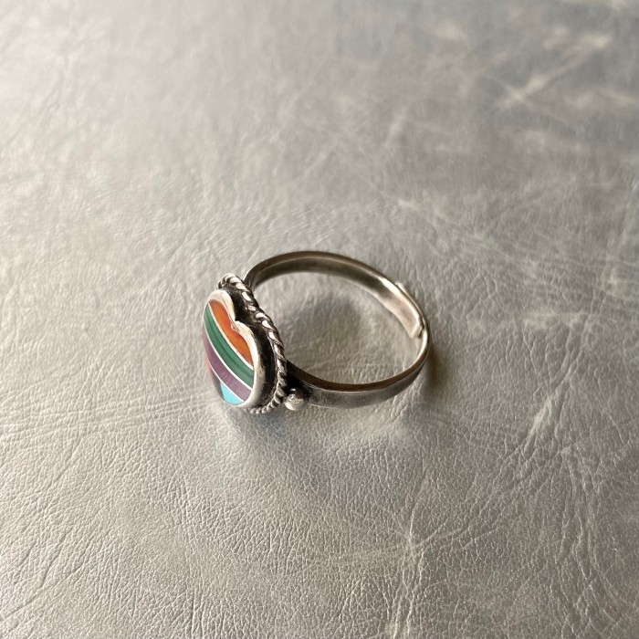 Vintage 70s〜80s USA silver 925 colorful heart stone inlay ring アメリカ ヴィンテージ シルバー925 カラフル ハート 天然石 インレイ リング | Vintage.City Vintage Shops, Vintage Fashion Trends