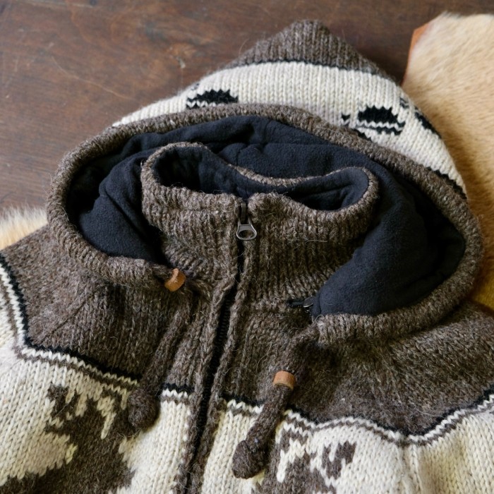 ハンドメイド カナダカウチンセーター ブルゾン フード付き　 ウールジャケット | Vintage.City 古着屋、古着コーデ情報を発信