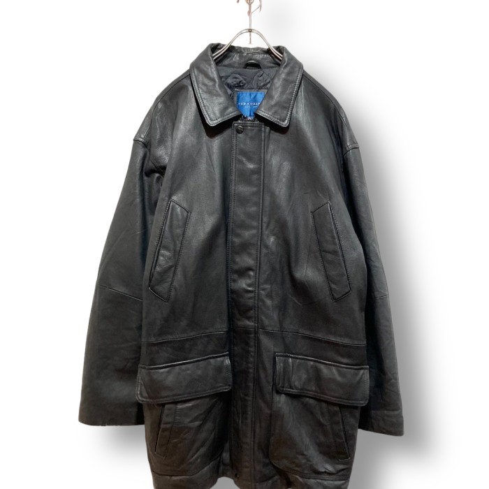 TOWNCRAFT” Padded Leather Half Coat | Vintage.City