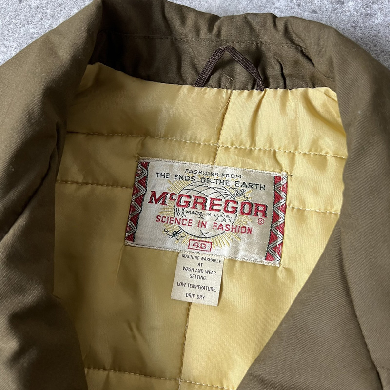 デッドストック 60s USA製 McGREGOR 中綿 キルティング トグル ハーフ 