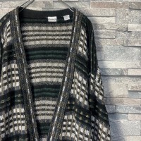Loose silhouette check design 3D knit cardigan | Vintage.City 古着屋、古着コーデ情報を発信