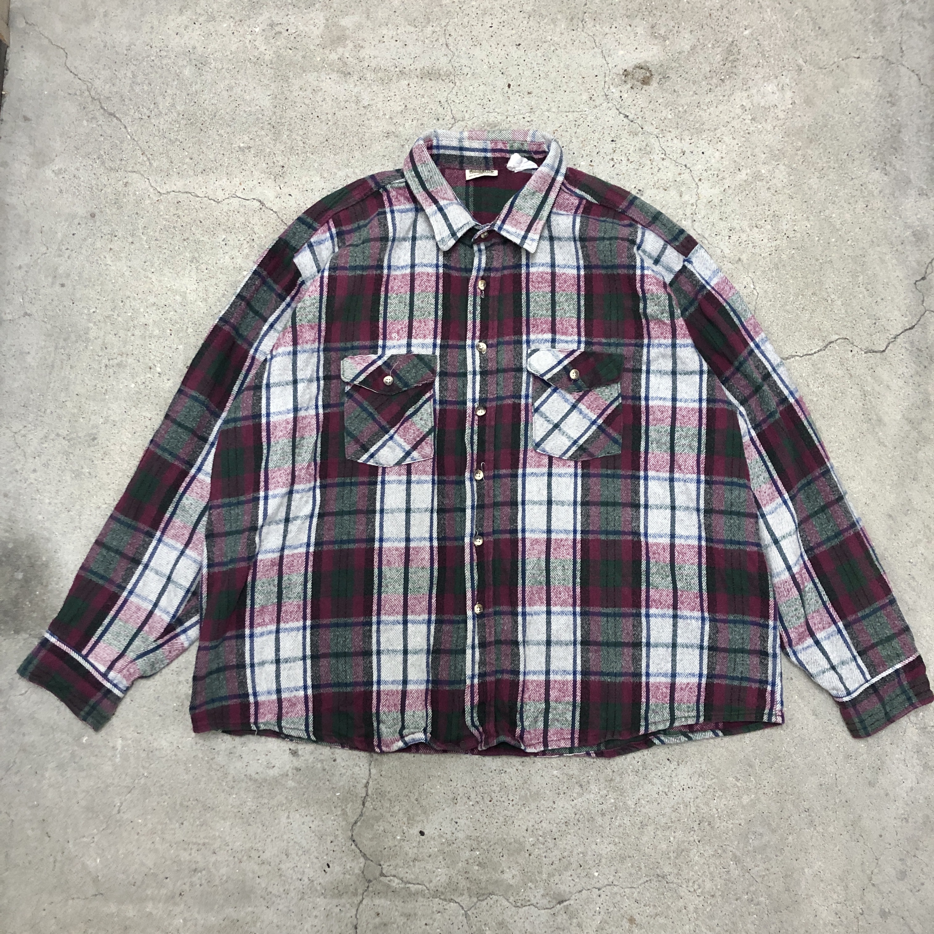 90s FIVE BROTHER/Heavy Flannel Shirt/USA製/3XL/チェック柄