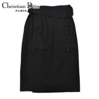 Christian Dior ハイウエスト ラップスカート M ブラック コットン 252CKP12 | Vintage.City 빈티지숍, 빈티지 코디 정보