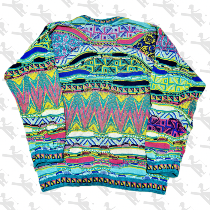 COOGI 3D Cotton Knit Sweater Turquoise | Vintage.City 古着屋、古着コーデ情報を発信
