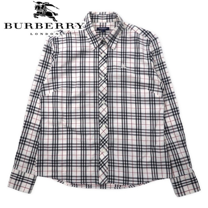 Burberry's シャツ ノバチェック 長袖【L】90S 白タグ-