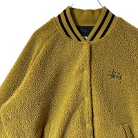 stussy ステューシー ブルゾン 刺繍ロゴ ワンポイントロゴ ボアジャケット | Vintage.City 古着屋、古着コーデ情報を発信