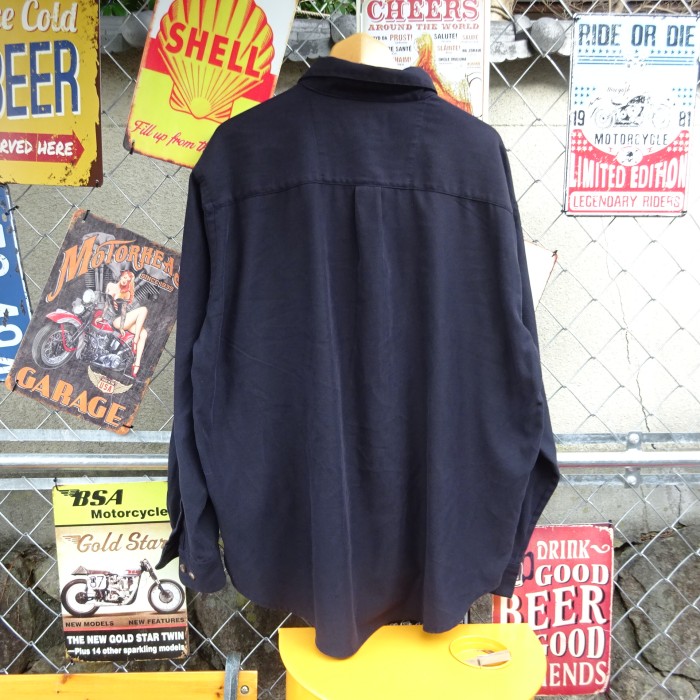 ラングラー ワークシャツ XL 黒 長袖 胸ポケット シンプル ポリエステル 9300 | Vintage.City 古着屋、古着コーデ情報を発信