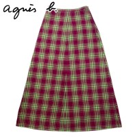 agnes b. Aライン ロングスカート 36 ピンク タータンチェック コットン 日本製 | Vintage.City 古着屋、古着コーデ情報を発信
