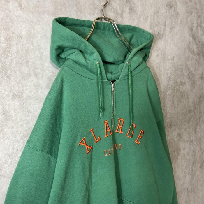 X-LARGE halfzip embroidery hoodie size M 配送A エクストララージ