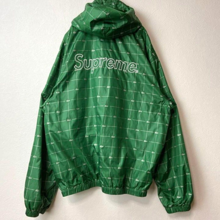 supreme ✖️ LACOSTE Reflective Grid Nylon Anorak size L 配送A