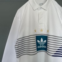adidas Elevated Rugby game polo size M 配送B　アディダス　ラガーシャツ　ゲームシャツ　センターロゴ　白 | Vintage.City 古着屋、古着コーデ情報を発信