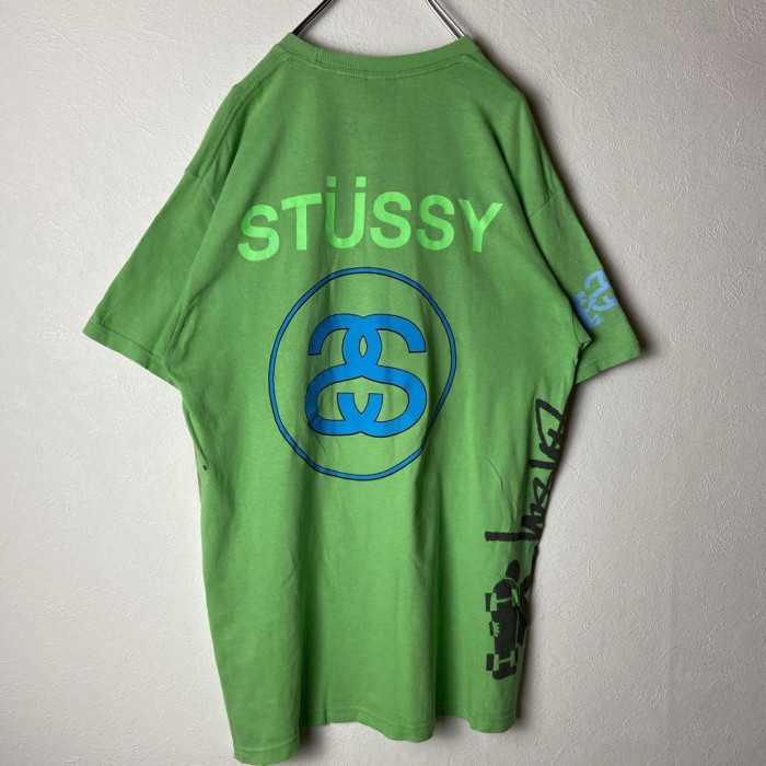 STUSSY multi logo T-shirt size M 配送A　ステューシー　マルチロゴ　バックプリント　Tシャツ　緑 | Vintage.City 古着屋、古着コーデ情報を発信