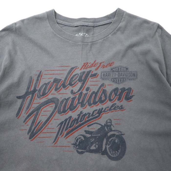 HARLEY DAVIDSON ロングスリーブTシャツ ロンT XL グレー コットン BIKER BUILT 両面ロゴプリント | Vintage.City 古着屋、古着コーデ情報を発信