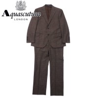 Aquascutum 2B スーツ セットアップ 94AB4 ブラウン チェック ウール 日本製 | Vintage.City 古着屋、古着コーデ情報を発信