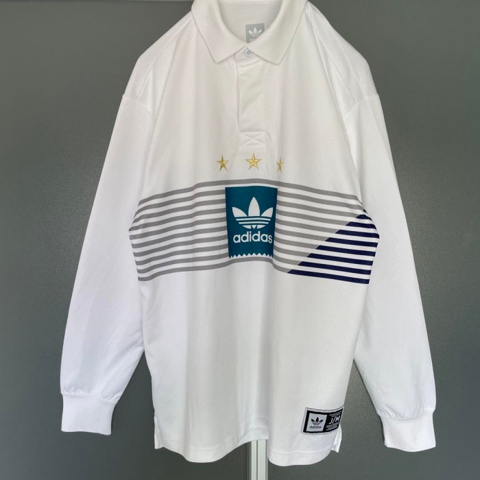 adidas Elevated Rugby game polo size M 配送B　アディダス　ラガーシャツ　ゲームシャツ　センターロゴ　白 | Vintage.City 古着屋、古着コーデ情報を発信
