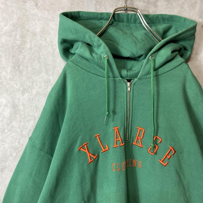 X-LARGE halfzip embroidery hoodie size M 配送A エクストラ
