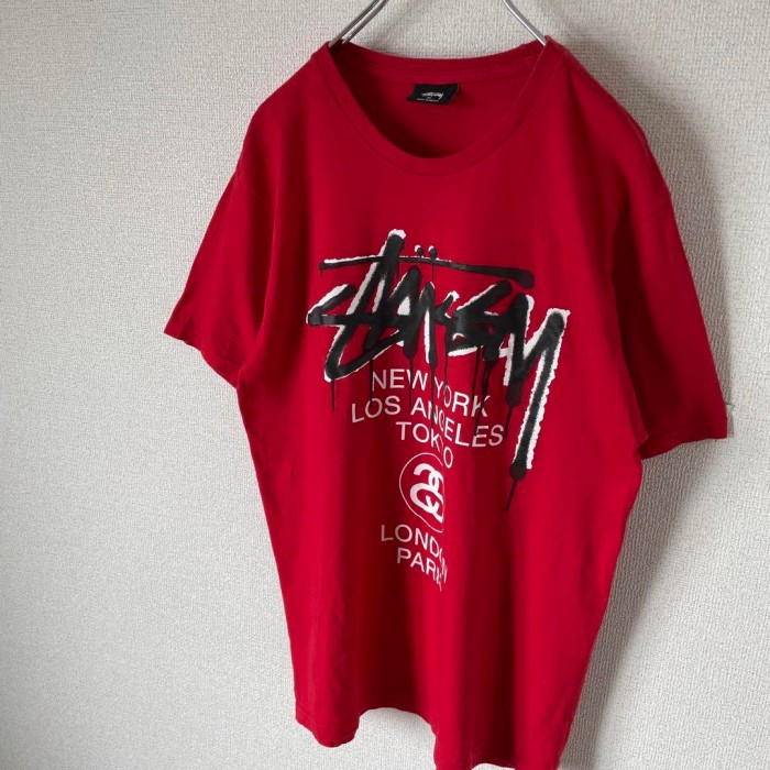 STUSSY paint world tour T-shirt size M 配送B　ステューシー　ワールドツアーTシャツ　ペイント | Vintage.City 빈티지숍, 빈티지 코디 정보