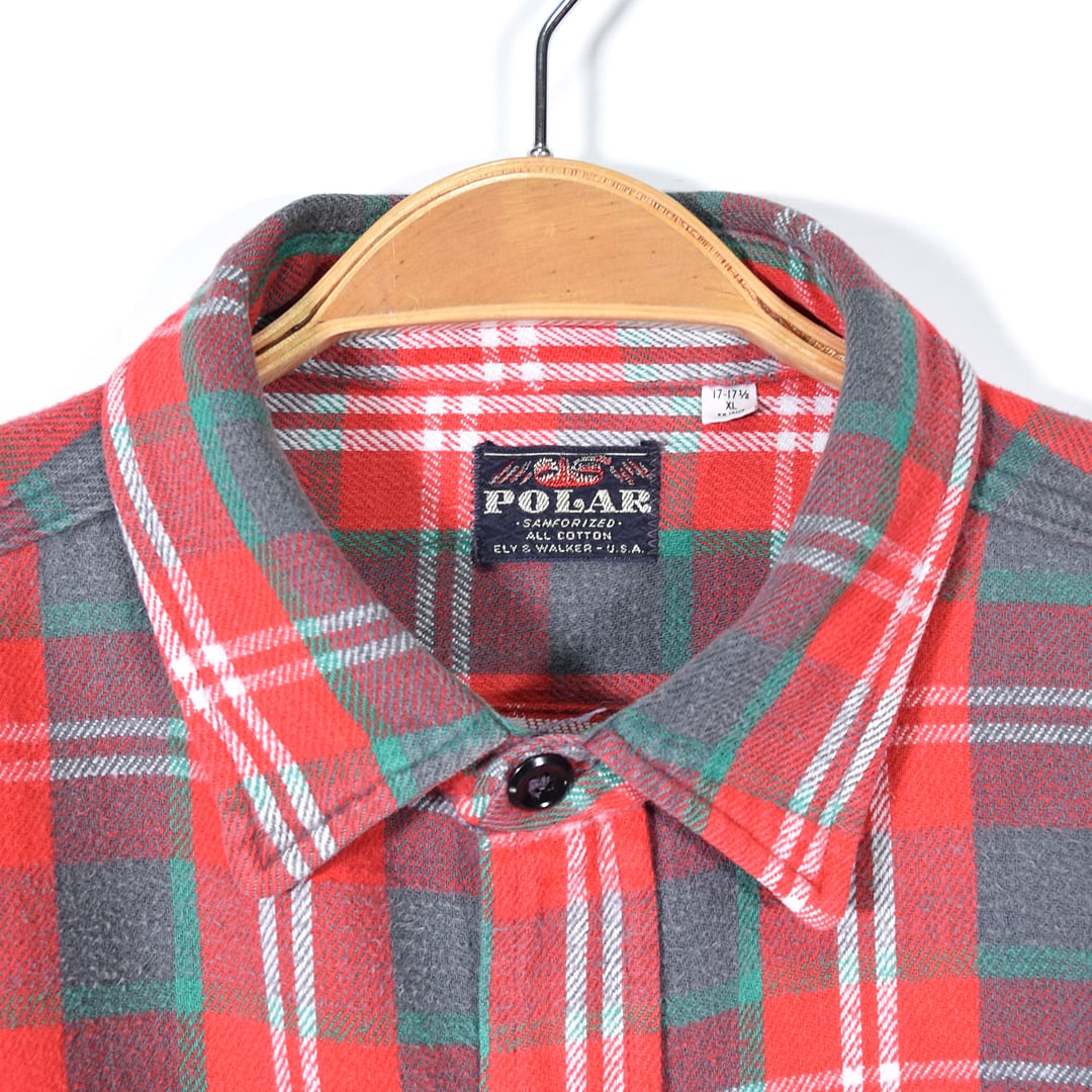 70s POLAR ヴィンテージ ヘビーフランネルシャツ 赤緑チェック