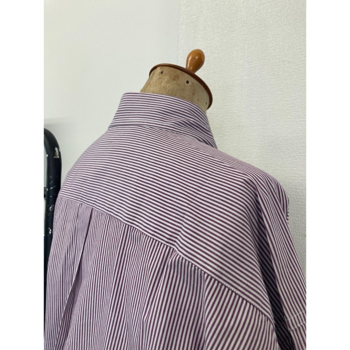 MOSCHINO /Shirt #1803 モスキーノ ３L刺繍ロゴ シャツ ストライプシャツ 紫 | Vintage.City 古着屋、古着コーデ情報を発信