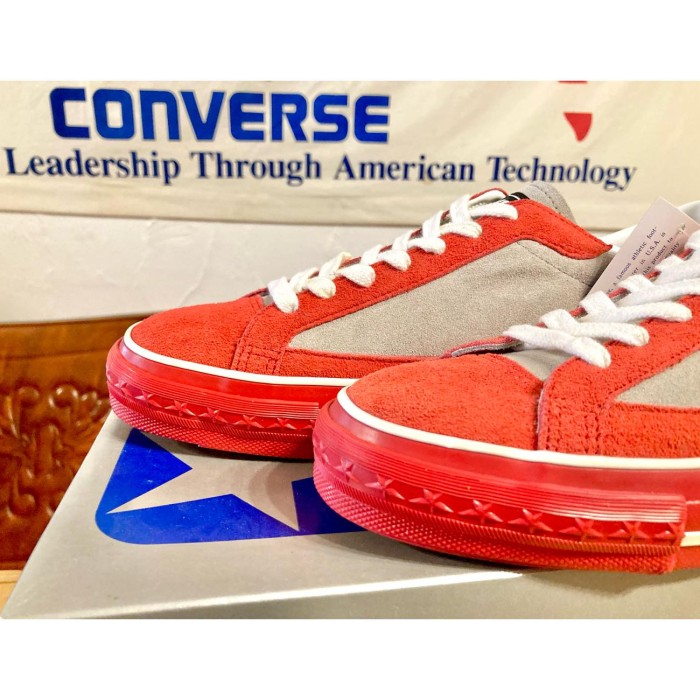 converse（コンバース） COACH SUEDE（コーチ スエード）7 25.5cm グレー/赤 復刻 銀箱 2112 | Vintage.City 古着屋、古着コーデ情報を発信