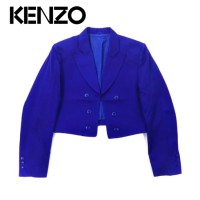 KENZO ボレロ ショートテーラードジャケット M ブルー コットン オールド 日本製 | Vintage.City 古着屋、古着コーデ情報を発信